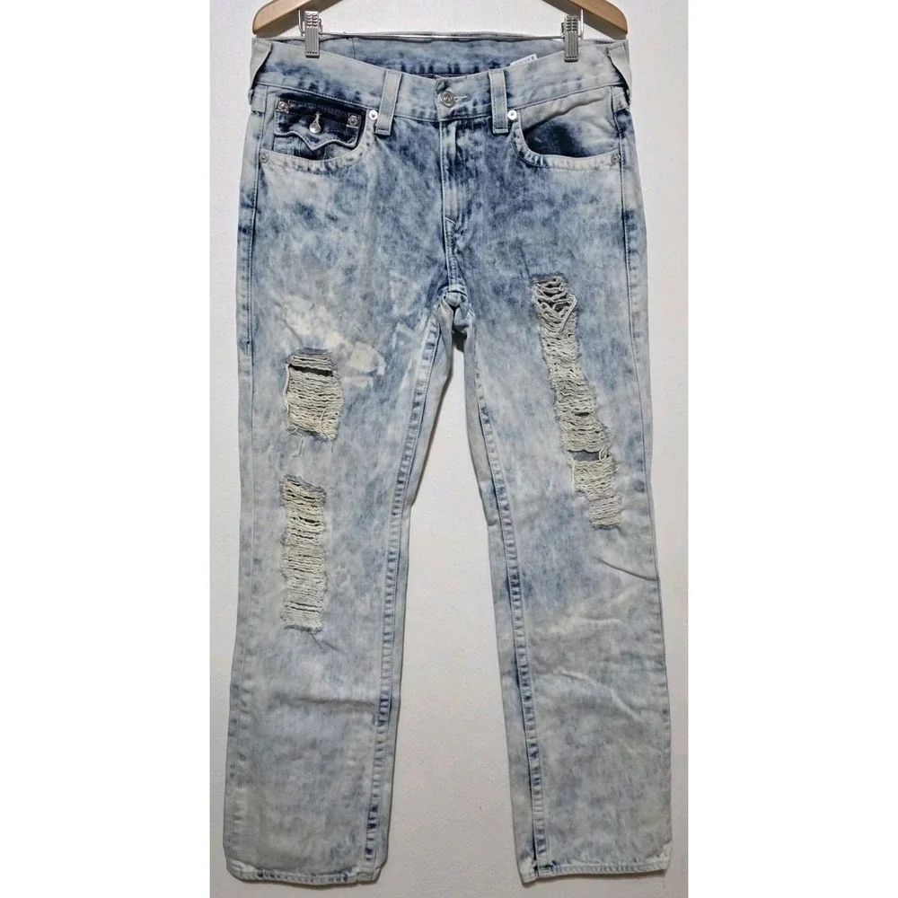 True Religion Jeans‎ Men World Tour Straight Acid Wash Flap Pocket 33x33 EUC